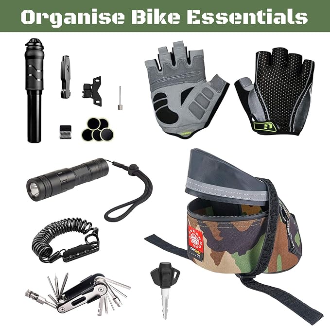 Rough Enough Bike Saddle Bag Seat Pack with 3M Reflective Tape for Road Mountain Bikes Outdoor Tactical Camo