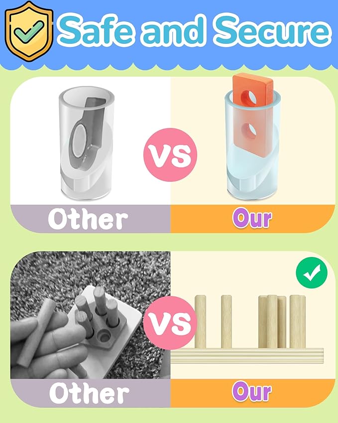 Montessori Toys for 1 2 3 Year Old Boy Girl, Toys for Ages 2-4 Toddlers Kids Baby, 1 2 Year Old Birthday Gifts, Toddler Stocking Stuffers Wooden Learning Puzzles Shape Sorter Toy for Toddlers 1-3