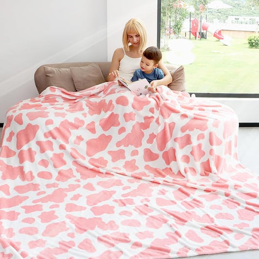 Fleece Queen Size Blanket Pink Soft Lightweight Bed Blanket Large Fuzzy Flannel Decorative for Bedroom All Season Use 90x90 Inches