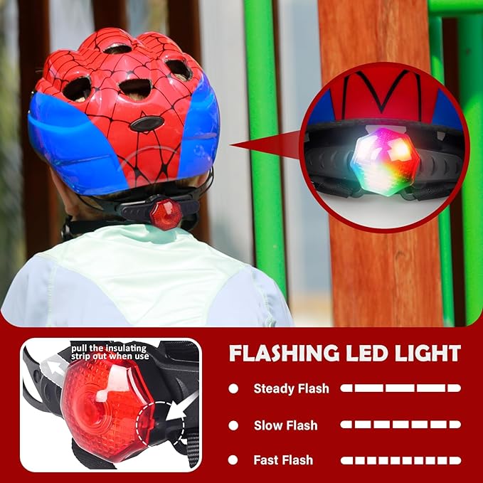 Kids Toddler Bike Helmet, Adjustable Boys Girl Helmets from Baby to Children(Age 1-8), Multi Sports for Bicycle Skate Scooter with LED Light