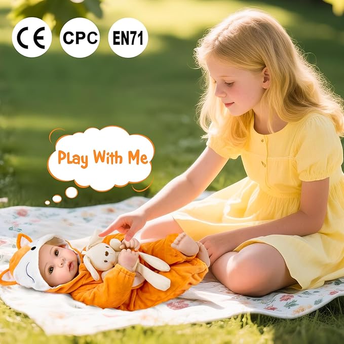 Aori Baby Dolls - 17 Inch Real Life Doll with Ultra Soft Body & Fox Outfits for Girls 3+ | Pretend Play, Adoption Day, Photography Prop, Collectible