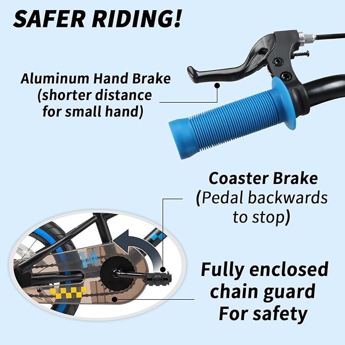 Glerc NuNu 12 14 16 Inch Kids Bike BMX Style for 2-8 Years Old Boys Girls, Toddler Bicycles with Training Wheels & Coaster Brake, Multiple Colors