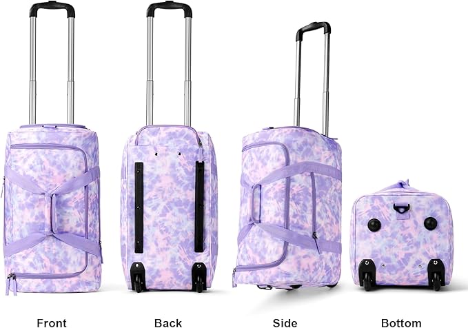 Choco Mocha Girls Tie Dye Suitcase with Wheels Kids with a Kids Toiletry Bag Purple Rolling Duffle Bag for Camping Teen Girls Toddler Luggage Bag for Travel, 22inch