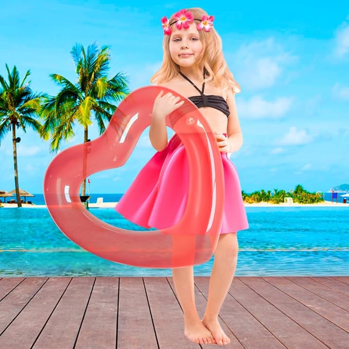 ZHUYNXIR Heart Swimming Pool Float Loungers Tube, Water Fun Beach Party Toys for Kids，Birthday Scene Layout Props.