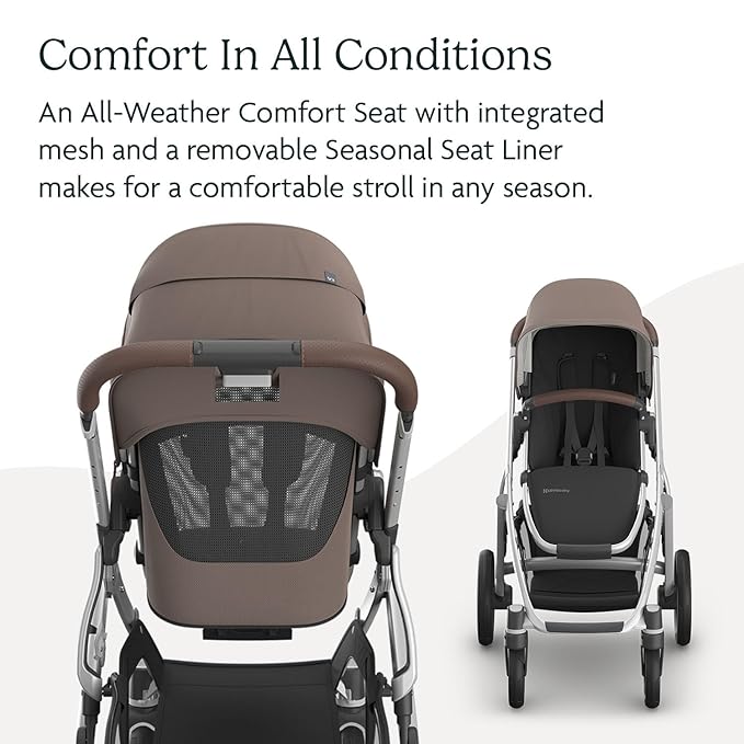 UPPAbaby Vista V3 Stroller - Full-Size Single-to-Double Stroller System - Toddler Seat, Bug Shield, Rain Shield, and Storage Bag Included - Theo (Dark Taupe/Silver Frame/Chestnut Leather)
