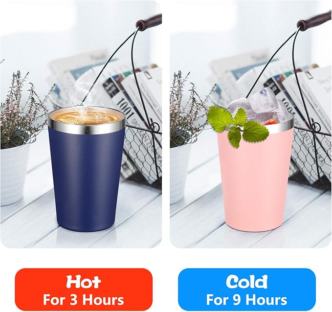 VEGOND 12oz Tumbler Stainless Steel Tumbler bulk Vacuum Insulated Double Wall Travel Tumbler with Lid and Straw Reusable Tumbler, Navy blue 1 Pack