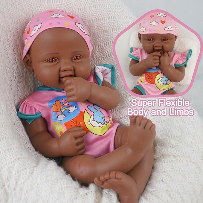 17.3 in Full Silicone Reborn Baby Dolls, 1:1 Lifelike Newborn Dolls Non Vinyl Realistic Reborn Toddler Dolls Boy Washable Sleeping Doll