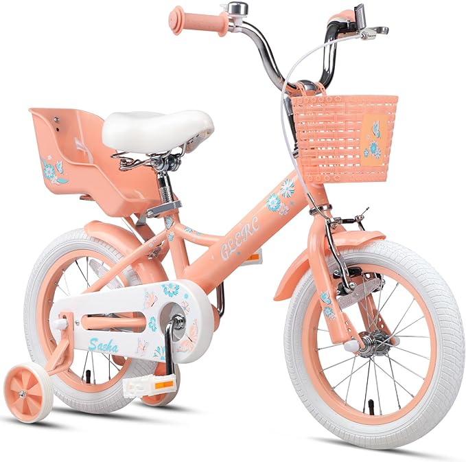 Glerc Sasha Girls Bike, 12-20 Inch Kids Bike for Children Ages 2-13 Years, Kids Bicycle with Doll-Seat & Basket & Training Wheels, Multiple Colors