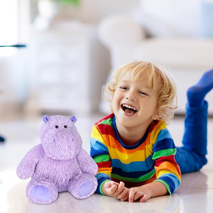 Warmable Hippo Stuffed Animals, Microwavable Stuffed Animal Heating Pads for Period & Stress Relief, Heatable & Coolable Hippopotamus Plush Toy, Cute Plushies Gifts for Kids & Women