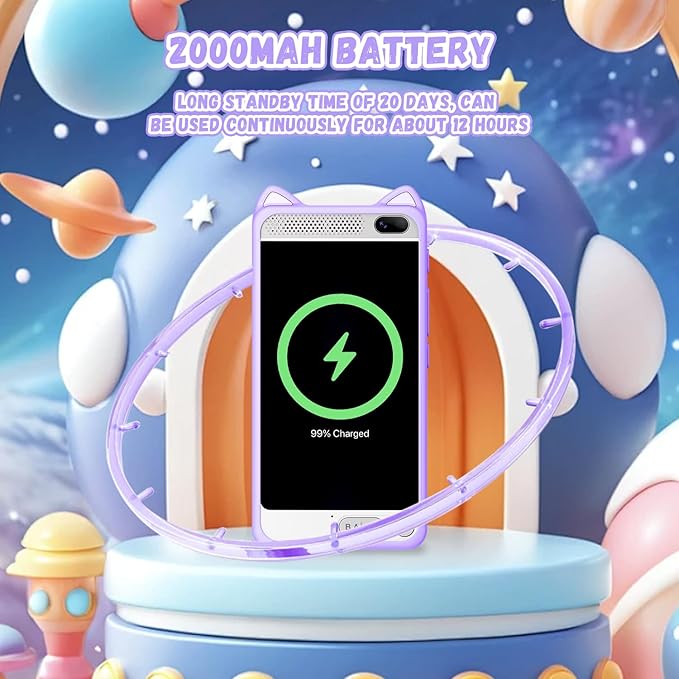 Toys Kids Smartphone, 3.97" Screen Dual Camera Kids Toys Phone with Music Player, 2000mA Toddler Toy Learning Phone with Games, Front Camera, Pretend Play Smartphone（Purple）