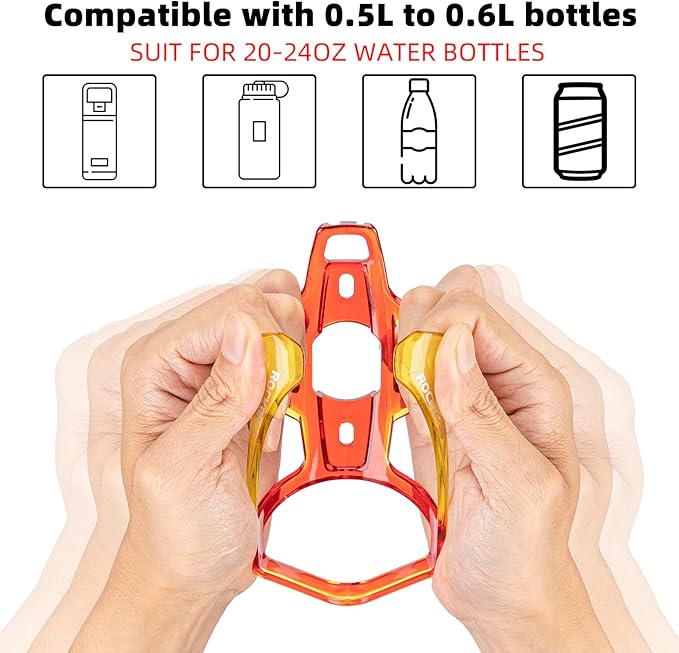 ROCKBROS Bike Water Bottle Holder Ultra-Light Bicycle Bottle Cages with Screws Tool, Universal Bike Cup Holder Rack for Road MTB Bikes…