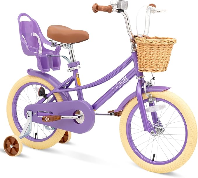 XJD Girls Bike for Toddlers and Kids Ages 2-12 Years Old,12 14 16 Inch Kids Bike with Training Wheels & Basket