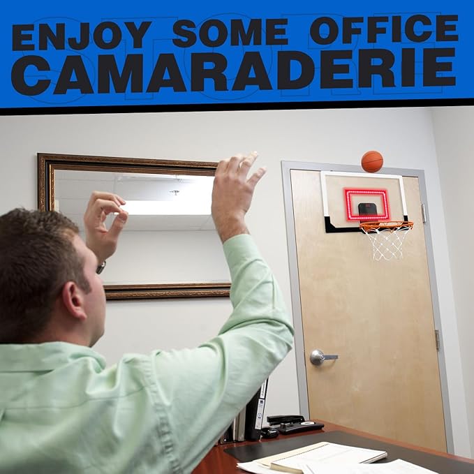 TOY Life Basketball Hoop LED Scoresboard Indoor Basketballhoop Wall Mount Over The Door Backboard for Teens Adults Boys Toys Age 8-10 Games Indoor with 4 Balls