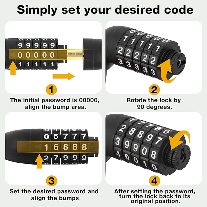 E Scooter Lock, Bike Combination Cable Locks Compatible with Xiaomi M365/Max/GXL/Ninebot/Segway/Motor/Bicycle Lock 4 ft Long/0.472In Scooter Anti-Theft Ideal 4 Digit/12 Steel Cable