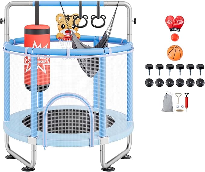 VEVOR 5FT Trampoline 50"/55"/56 * 35" for Indoor/Outdoor use for Toddlers, Foldable Mini Baby with Foam Handle, Recreational Birthday Gift