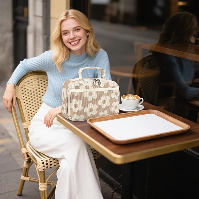 Bluboon Kids Girls Lunch Bag Insulated Lunch Box for school Corduroy Lunch Cooler Organizer School Kids Lunch Tote