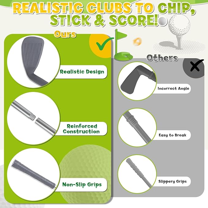 Lehoo Castle Kids Golf Set with Golf Net, 2 in 1 Toddler Golf Set with Putting Mat & Sticky Balls, Toddler Golf Clubs for Chipping Training, Outdoor Indoor Golf Toys Gift for Boys Girls 3 4 5 6 7