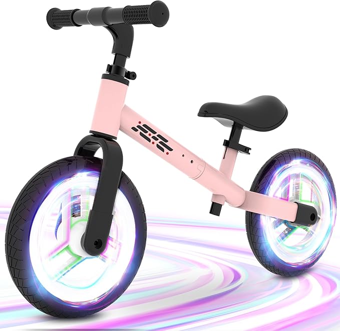 Colorful Lighting Balance Bike 2 Year Old, 2-5 Year Old Toddler Balance Bike, No Pedal Bikes with Adjustable Handlebar & Seat, 2 3 4 5 Year Old Boy Girls Birthday Gifts Toys.