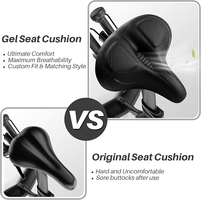 Oversized Bike Seat for Peloton Bike & Bike+, Wide Bicycle Saddle Replacement Compatible with Peloton, Exercise or Road Bikes, Seat Cushion for Men & Women