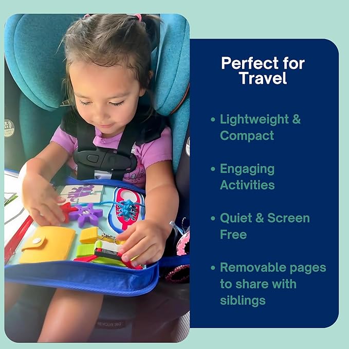 Montessori Busy Board, Quiet Busy Book for Toddlers 3, Toddler Activity Books Ages 3+, Toddler Preschool Learning Activities, Travel Toys for Toddlers 3-5