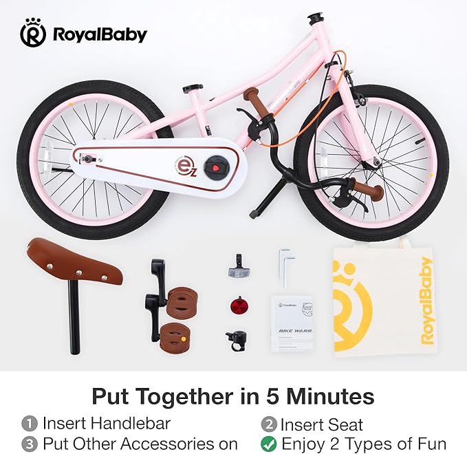 RoyalBaby Kids Bike, Terra EZ Balance to Pedal Convertable Bicycle, 14 16 18 Inch Easy Learn Balancing to Biking Boys Girls Ages 3-9 Years Beginners