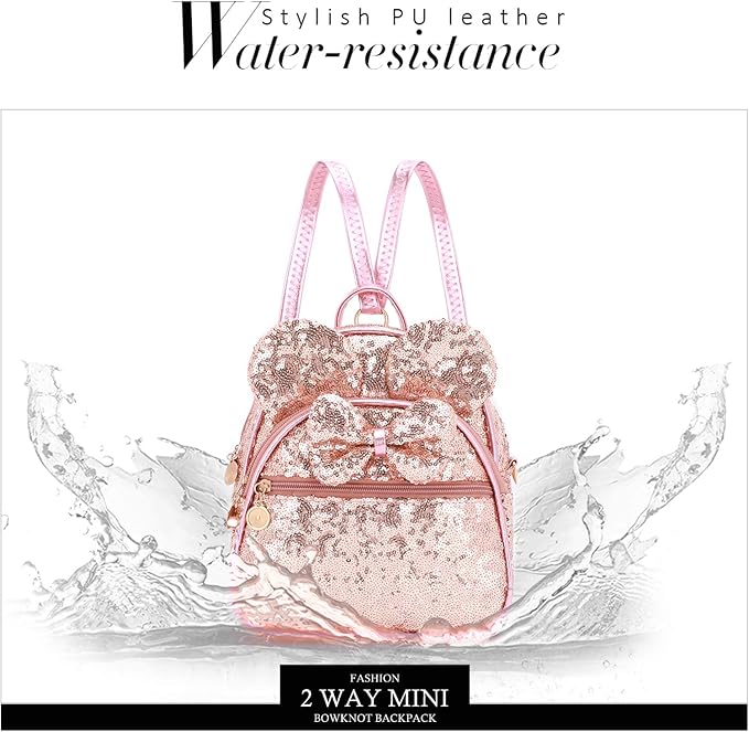 KL928 Girls Mini Backpack Bowknot Polka Dot Cute Small Daypacks Convertible Shoulder Bag Purse for Women