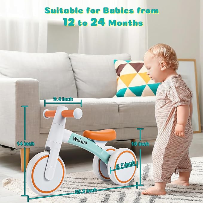 welspo Baby Balance Bikes for 1 Year Old Boys Girls 12-24 Months Kids Toddler First Bicycle Infant Walker Children No Pedal 3 Wheels Mini Bike Riding Toys