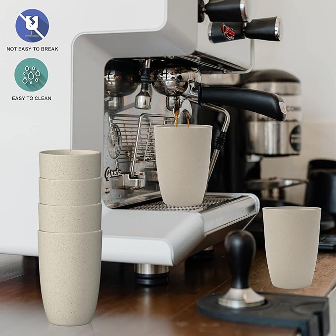 Wheat Straw Cups 6 PCS Good Alternative to Plastic Reusable Cups 20 oz Unbreakable Drinking Cup Reusable Dishwasher Safe Water Plastic Glasses Beige