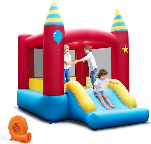 BOUNTECH Inflatable Bounce House, Bouncy House for Kids 3-10 Indoor Outdoor Family w/Large Jumping Area, Slide, GFCI 550w Blower, Mini Bounce House for Toddler Boys Girls Birthday Backyard Party Gifts