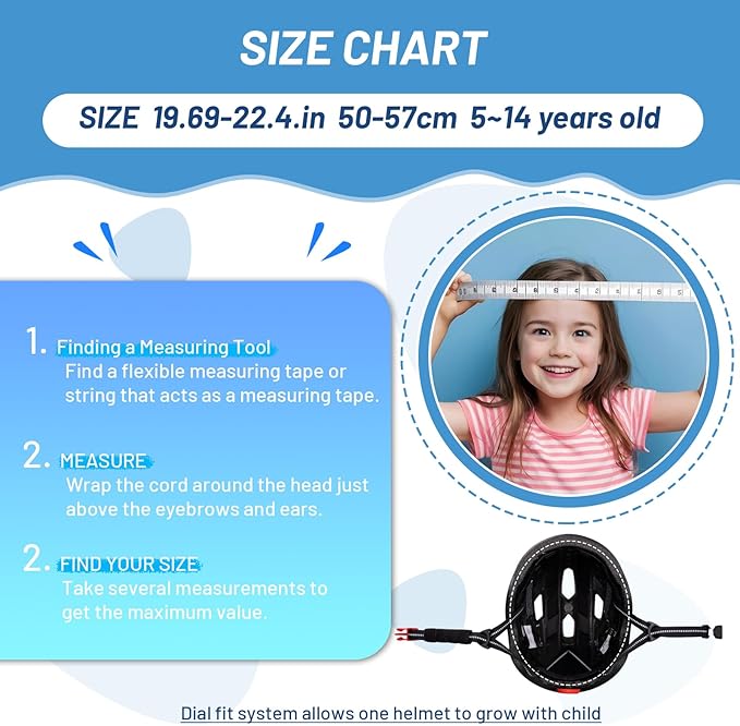 Kids Bike Helmet for Boys & Girls Ages 5-8-14,Lightweight Adjustable 50-57cm Bicycle Helmet with Visor & Reflective Strap，CPSC Certified for Cycling, Skating, Scooters