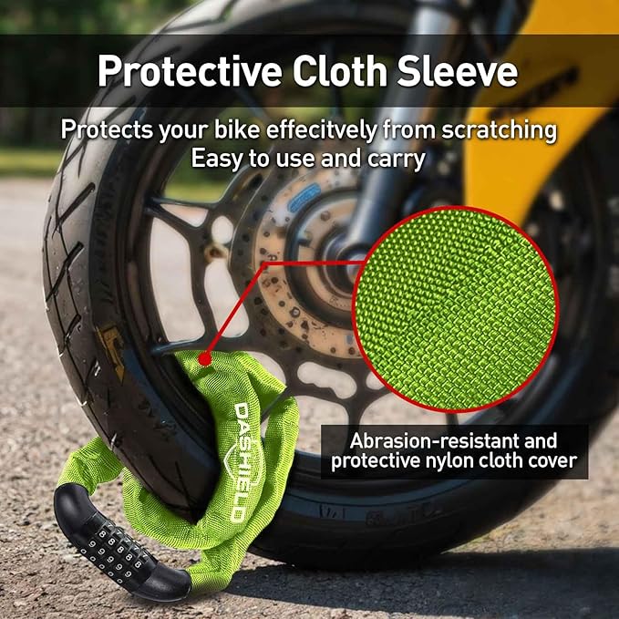 Bike Chain Lock Security 5 Digit Resettable Combination, 38.6 inches Heavy Duty Anti Theft Lock Chain for Bicycle, Motocycle, Scooter, Gate, Fence (Green, 3.2ft)