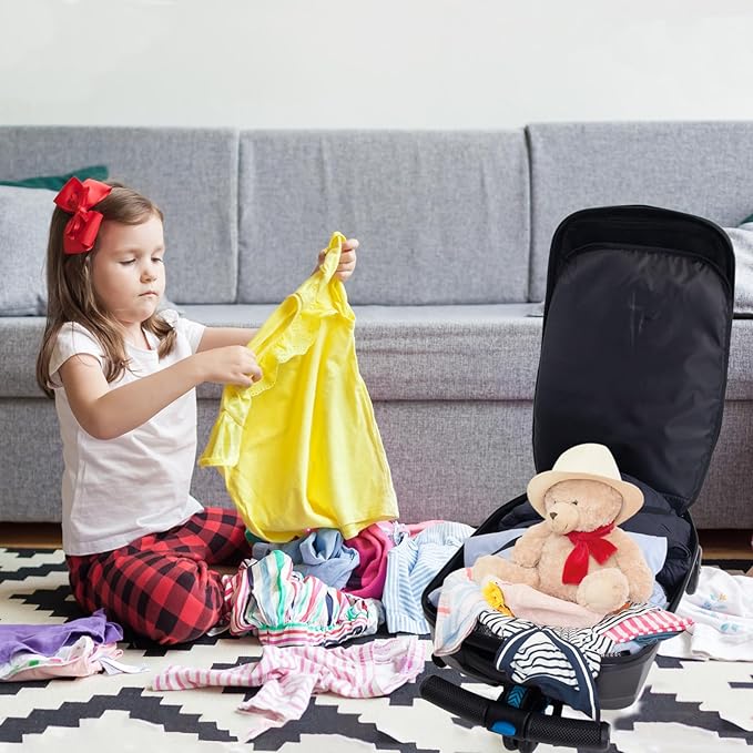 20" Scooter Suitcase for Kids, 2-in-1 Ride On Luggage with Wheels for Boys & Girls Ages 4-15, Foldable Hardshell Carry On Lightweight Travel Suitcase for Airplane