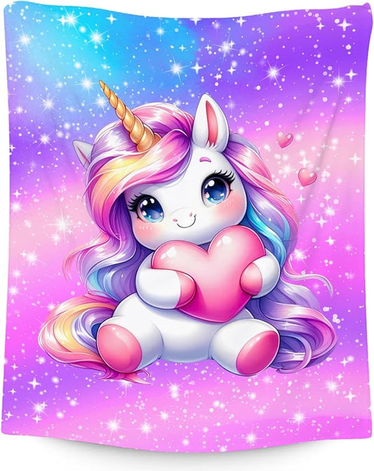 Unicorn Blanket Gifts for Girls - Flannel Soft Cute Throws for Couch, Bed 60"x80"