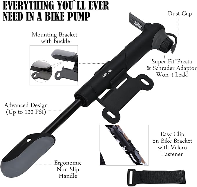 DAWAY Bike Repair Tool Kits - Bicycle Repair Bag & 120 PSI Bike Pump or Saddle Bag Set, with 16 in 1 Bicycle Multitool, Bike Tire Levers Wrench, Portable Patches Fixes - Practical Cycling Accessories