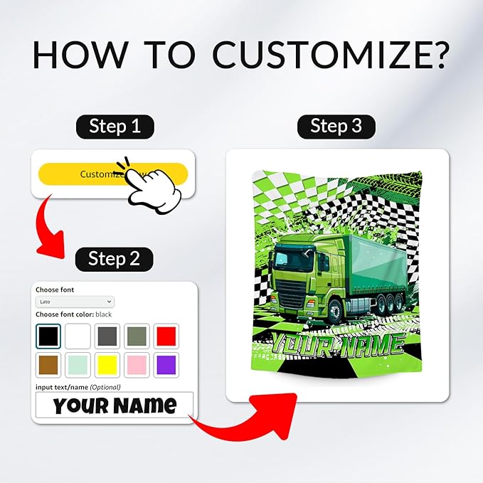 Personalized Boys Blanket, Truck Blankets for Kids, Custom Gifts with Name, Construction Truck Throw, Cozy Flannel Toddler Throws for Toddler, 30"x40"