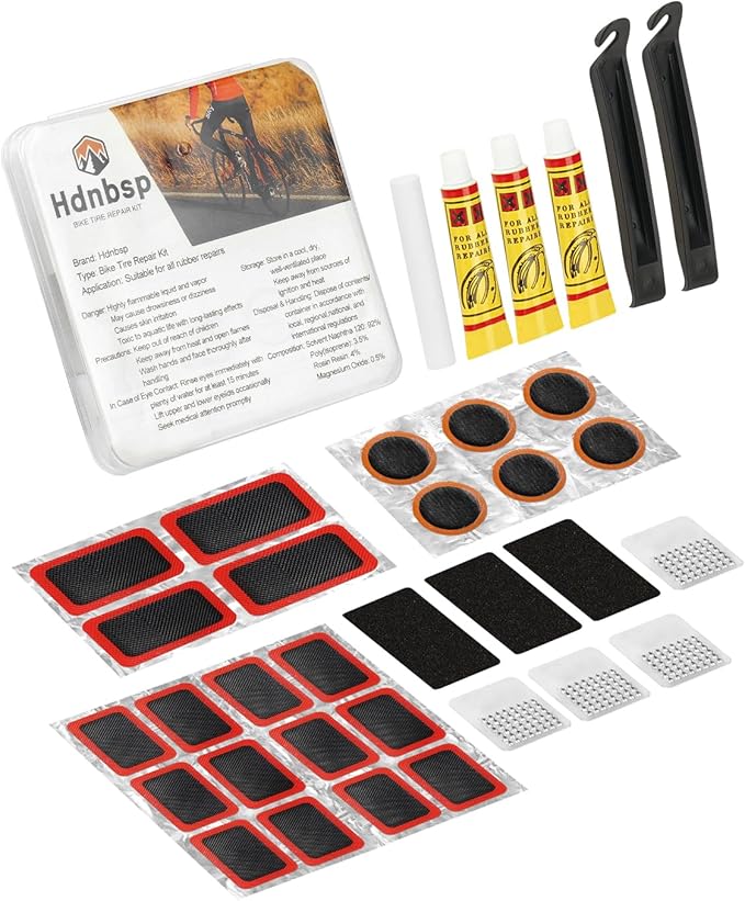 35 Pcs Bike Tire Repair Kit, Bicycle Inner Tube Patch Kit with Vulcanizing Patches, Tire Lever, Road Bike Flat Tire Patch Kits - Portable Case for Ebike, Motorcycle & Cycling Inflatable Tubes