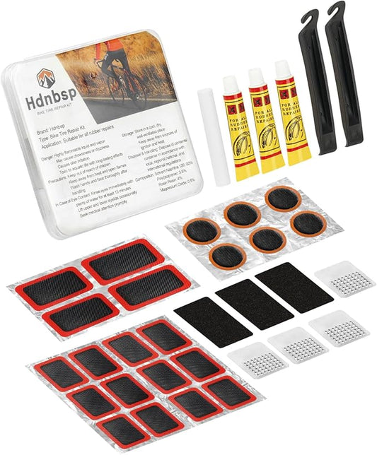 35 Pcs Bike Tire Repair Kit, Bicycle Inner Tube Patch Kit with Vulcanizing Patches, Tire Lever, Road Bike Flat Tire Patch Kits - Portable Case for Ebike, Motorcycle & Cycling Inflatable Tubes