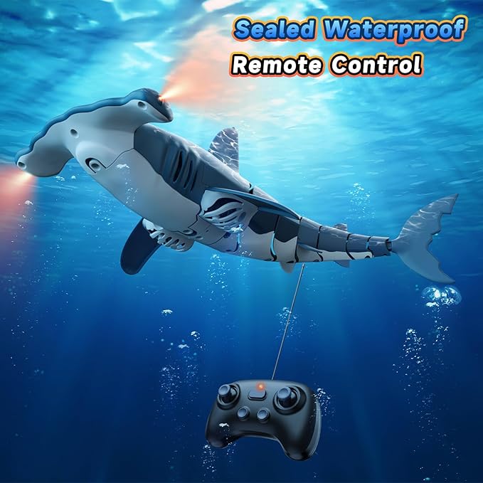 Remote Control Shark Toys High Simulation,Water Toys for Kids, High Simulation Shark for Pool & Bath, Ideal Gifts for Boys Ages 6+(Blue)