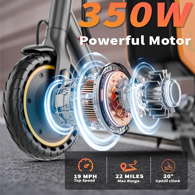 E Scooter for Adults 19-22 MPH 350/500W Motor 281/441Wh Battery,8.5"/10" Tires,Motorized Scooter Up to 22 Miles Range, Foldable Scooter with Double Shock Absorption/Bearing 265 LBS/APP Control