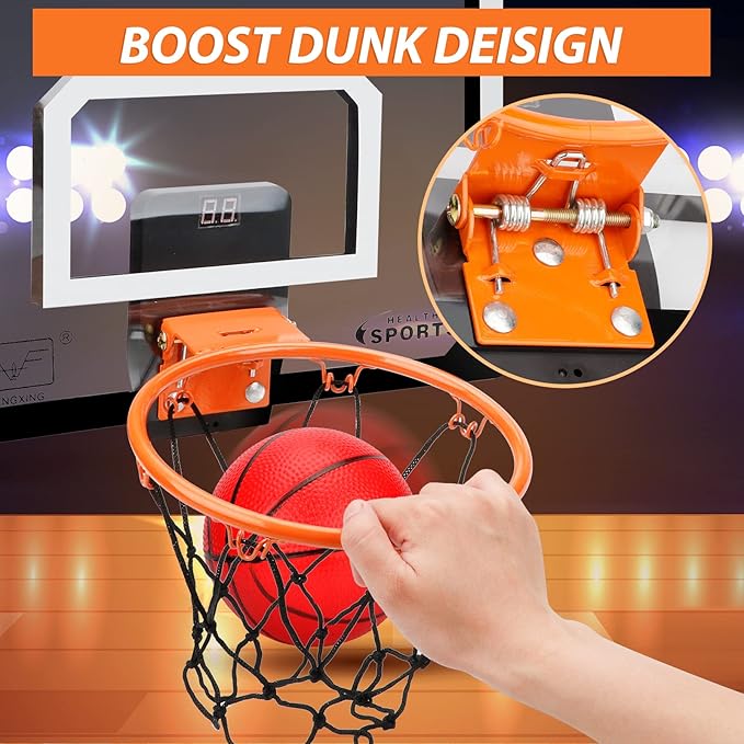 Mini Indoor Basketball Hoop for Kids 5 6 7 8 9 10+Years Old Boys,Automatic Scoring Basketball Hoop Over The Door Mini Hoop with Electronic Scoreboard & 3 Balls,Sport Toys for Gift for Boys Age 5-10