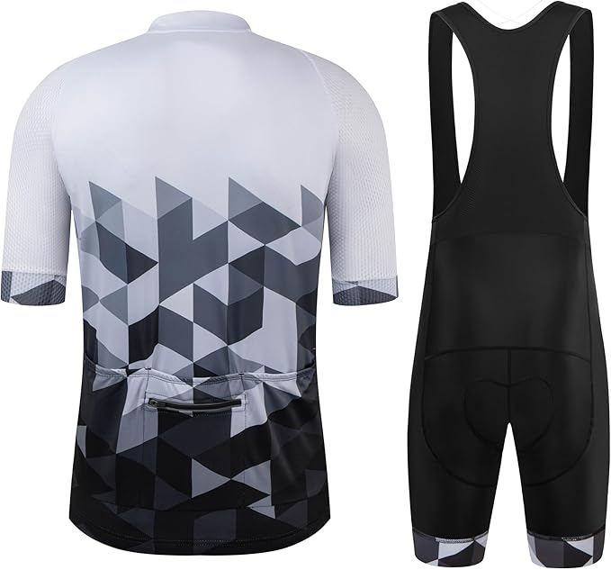 GCRFL Men's Cycling Jersey Set Road Bike Shorts Sleeves Jersey Zipper Pokcet Bib Shorts with Padded, Cycling Clothing kit Men