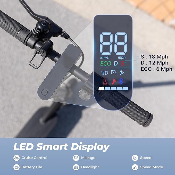Electric Scooters - 500W/1000W/1500W Peak Motor Electric Scooter Adults, 18/28 Max MPH, 21/25/28 Miles Range, 8.5’’/9.3‘’/10‘’ Tire, Portable& Foldable Commuting E-Scooter