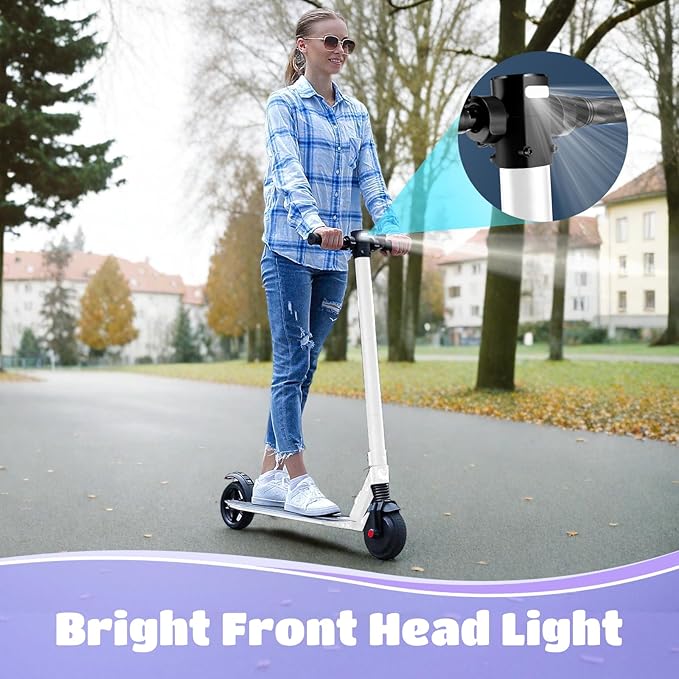 Caroma Electric Scooter for Kids Ages 6-14, 250W Motor Foldable Kids Electric Scooter,160 Mins Ride Time & 3 Speeds (6/10/15 Mph), LED Display & Dual Brake,Best Gift for Girls and Boys