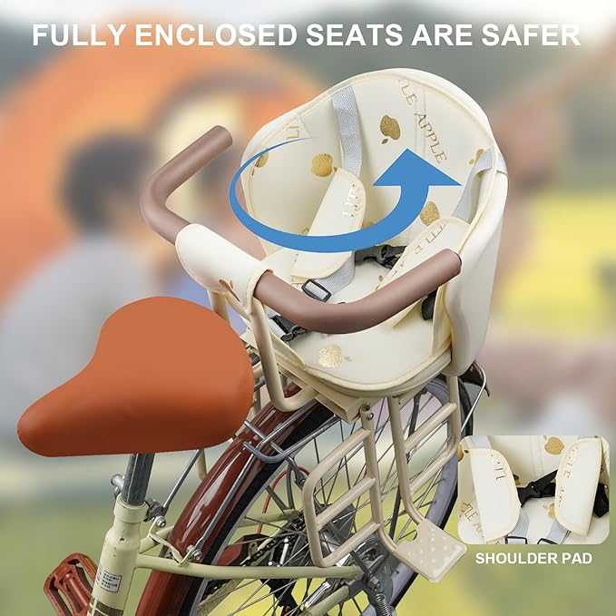 Rear Child Bike Seat, Rear Mounted Kid Bike Seat Semi-Wraparound with Armrests, Harness and Pedals, Toddler Bike Seat for Adult Bikes for Child Ages 6 Months to 6 Years