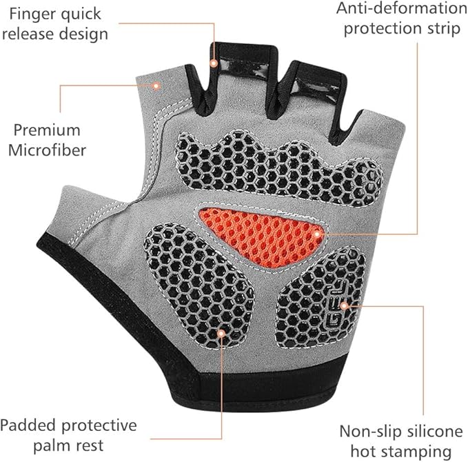 Accmor Cycling Gloves for Men Women, Bike Gloves Half Finger Road Bike MTB Gloves, Anti-Slip Shock-Absorbing Glove for Fitness Cycling Outdoor Sports