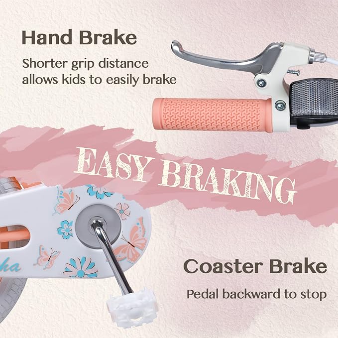 Glerc Sasha Girls Bike, 12-20 Inch Kids Bike for Children Ages 2-13 Years, Kids Bicycle with Doll-Seat & Basket & Training Wheels, Multiple Colors