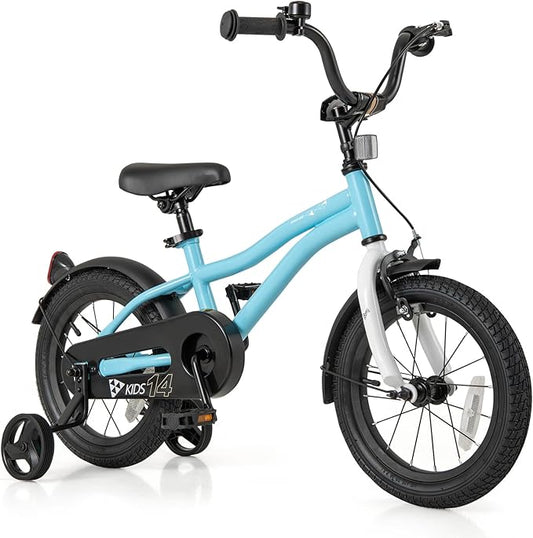 BABY JOY Kids Bike, 12 14 16 18 Inches Sporty Bicycle with Training Wheels, Adjustable Seat, Handbrake & Coaster Brake, Reflectors, Girls Boys Bike for 3-8 Years Old Children