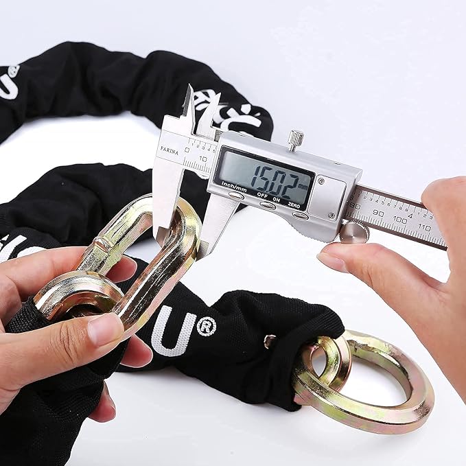 BIGLUFU Motorcycle Chain Lock 100cm/3.3ft Heavy Duty Bike Chain Lock Anti-Theft Durable Cut Proof 14mm Thick Security Bicycle Chain with 4Keys 16mm U Lock for Moped,Scooter,Motorcycles