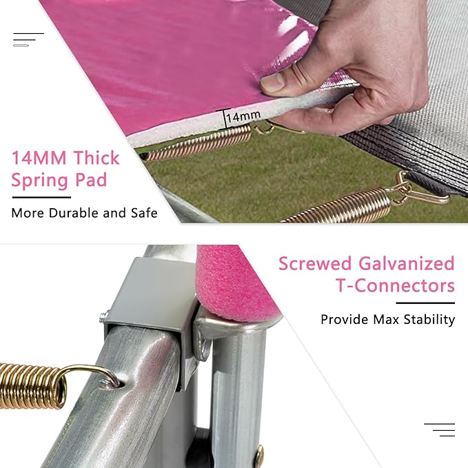 SKOK Trampoline 8FT 10FT 12FT 14FT 15FT Trampolines with Enclosure Net, 400LBS Outdoor Trampolines for Kids with Basketball Hoop-ASTM Approved Trampoline for Children and Adults with Ladder