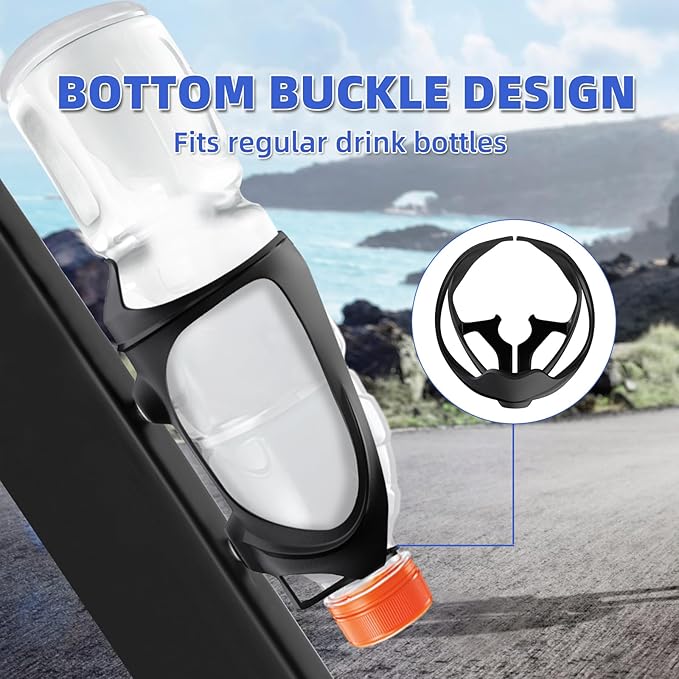 CITOOTY Bike Water Bottle Holder - 2 Pcs Ultralight Bicycle Cup Holder Cage with Screws Tool, Universal Resin Cycling Bottle Rack Brackets for Road MTB Mountain Bike, Fits for 2.75-3.94" Diameter Cup